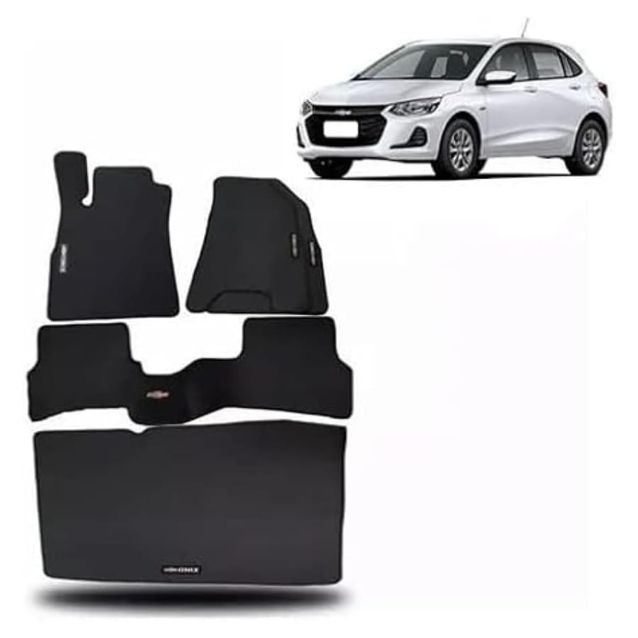 Tapete de borracha Onix hatch com traseiro inteiriço e porta-malas