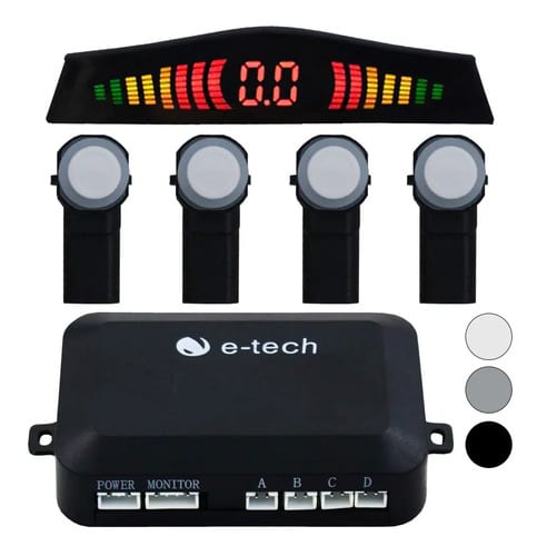 E-Tech sensor de ré universal branco com display LED embutido