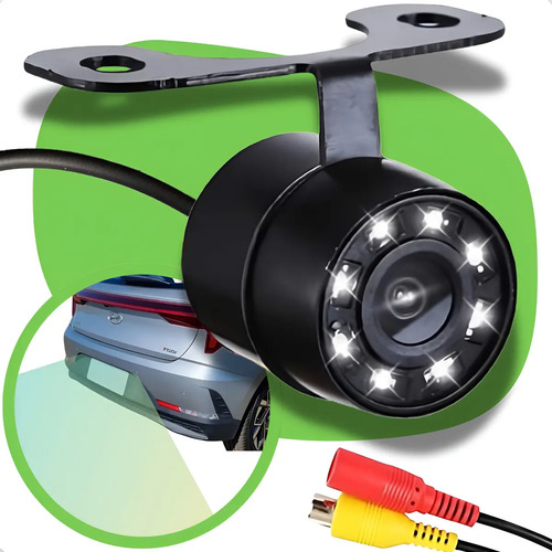Câmera de ré 8 LEDs HD infravermelho 170°