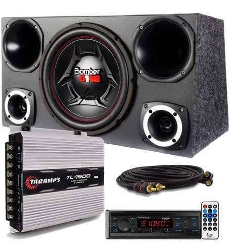 Caixa trio Bomber One + rádio Bluetooth + módulo